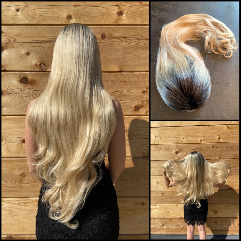 Vlnitá blond paruka Laura se síťkou (lace front)