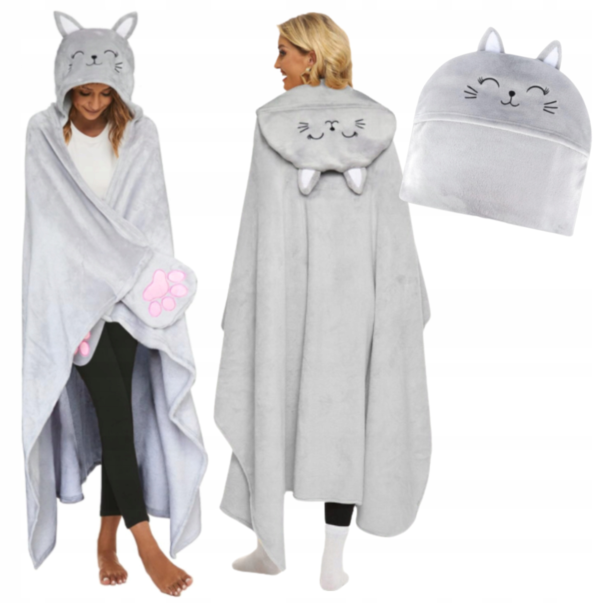 Deka S Kapucí A Rukávy Teplý Župan Jako Dárek Kočka