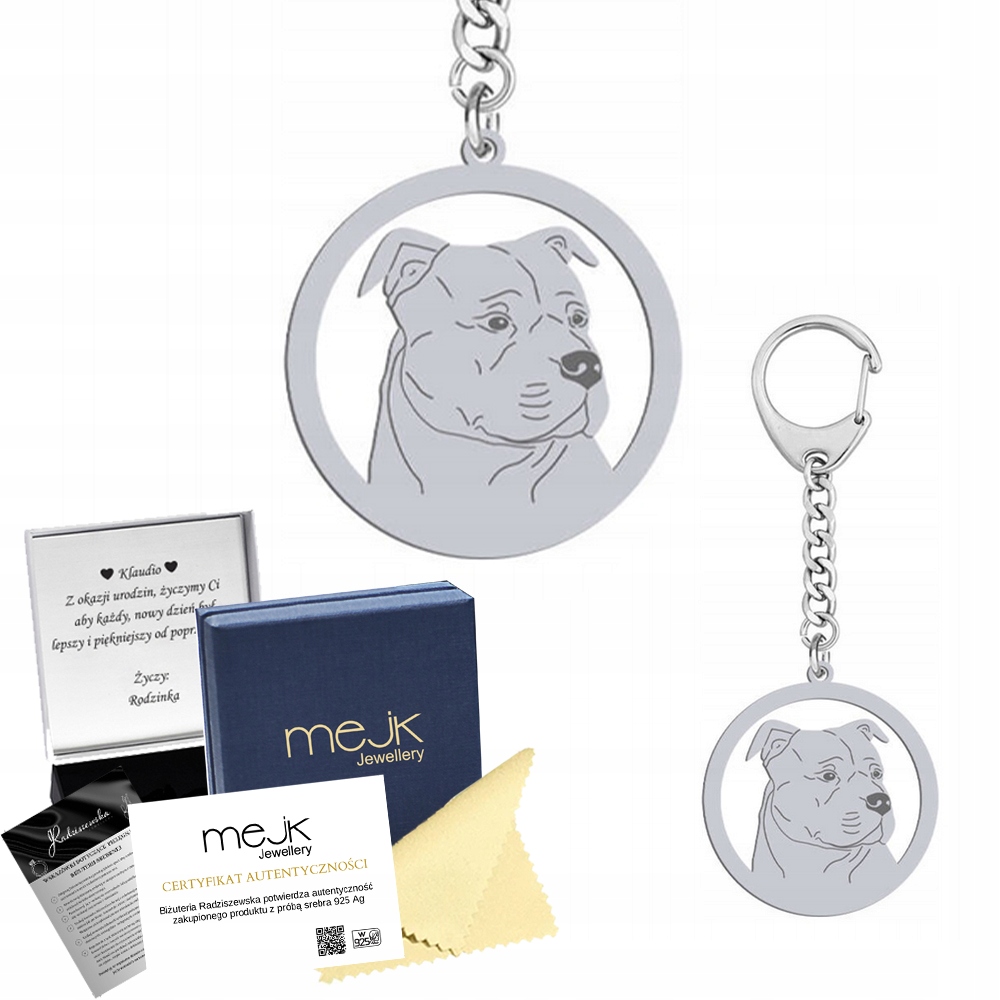 Přívěsek Na Klíče na klíče Amstaff Stříbro 925 Šperky Dárek Žena Gravírování