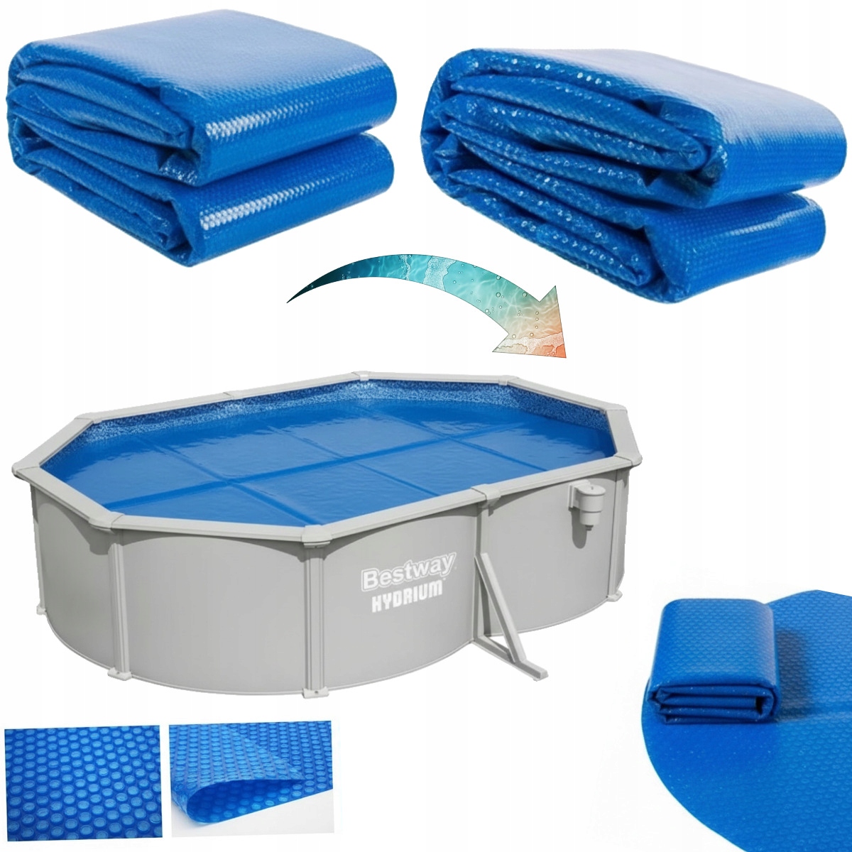 Solární podložka na bazén oválná panelová Bestway Hydrium 740x360x120 cm