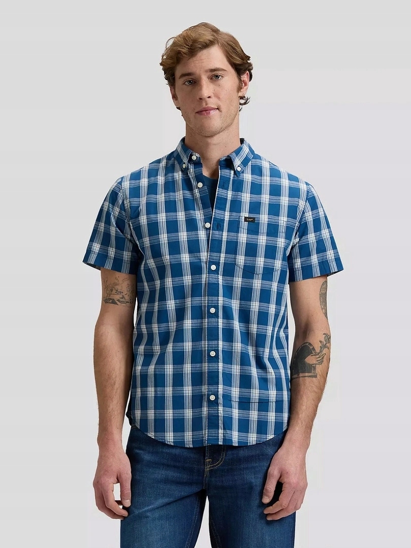 Pánská košile Lee Button Down Ss Deep Sea Plaid 112376549 L