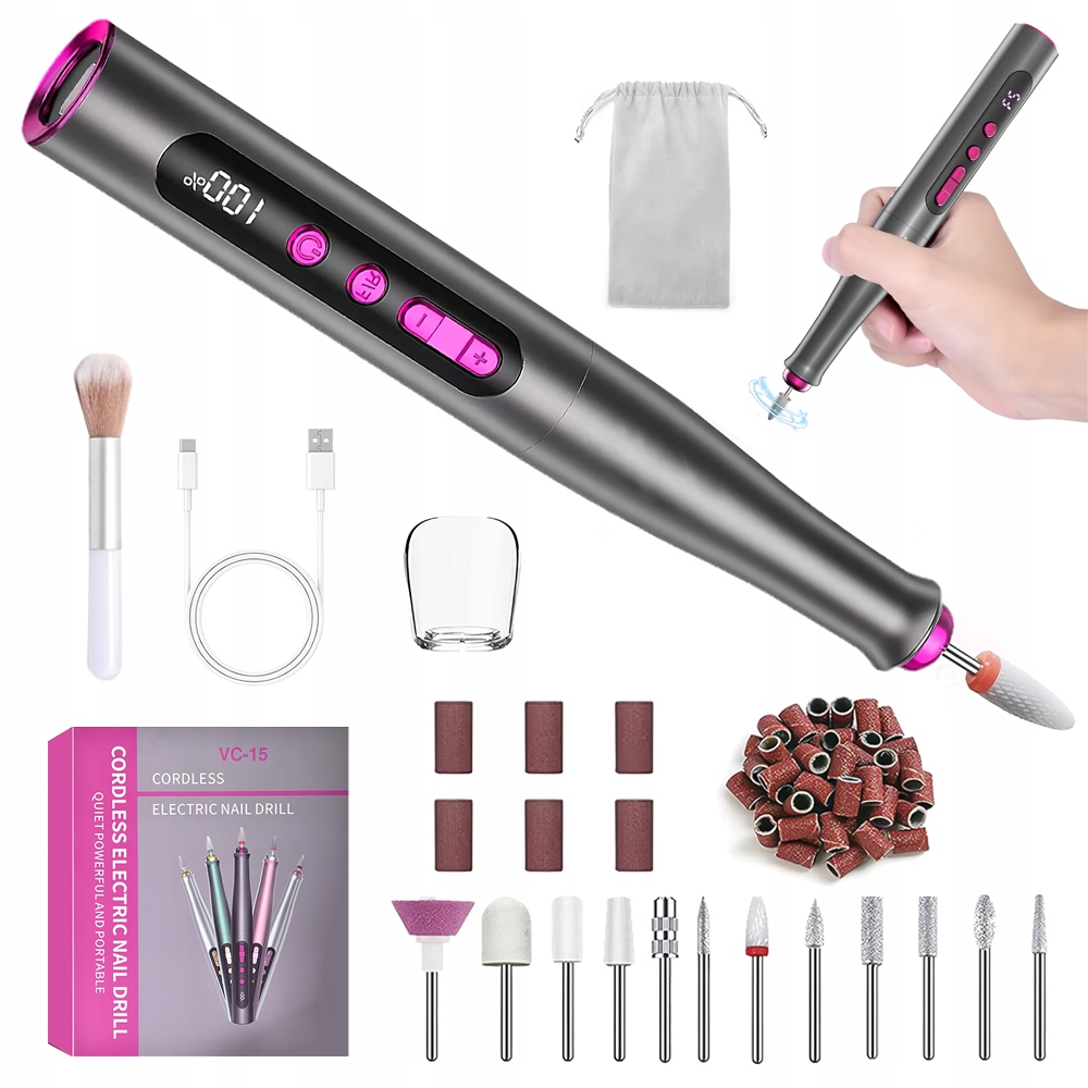 Bruska Na Nehty Manikúra Pedikúra Profesionální Sada Fréz