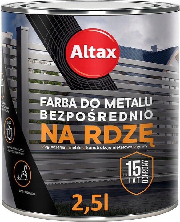 Farba do metalu na rdzę 2,5L Biała Mat Altax