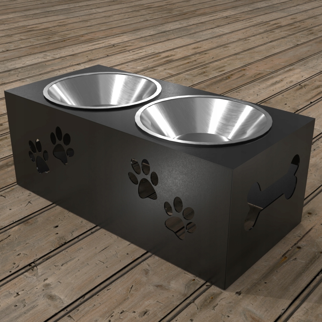 

Metalowy bufet stojak miski dla psa czarny