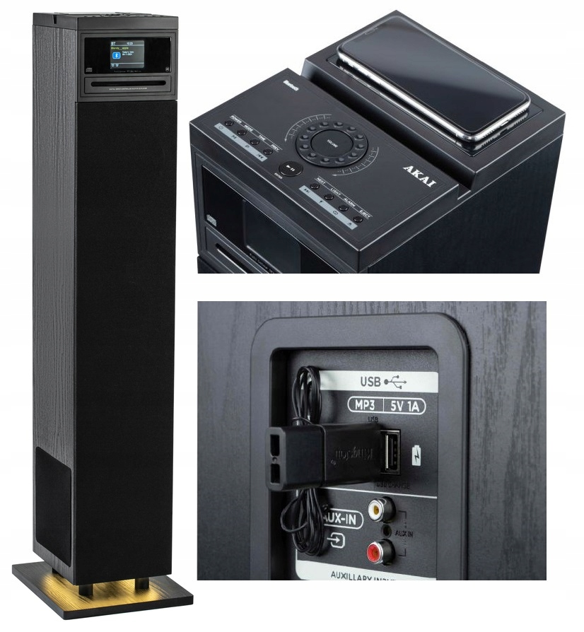 Głośnik Wieżowy 60W Kolumna Aktywna Bt 5.0 Radio Fm Usb CD player Pilot