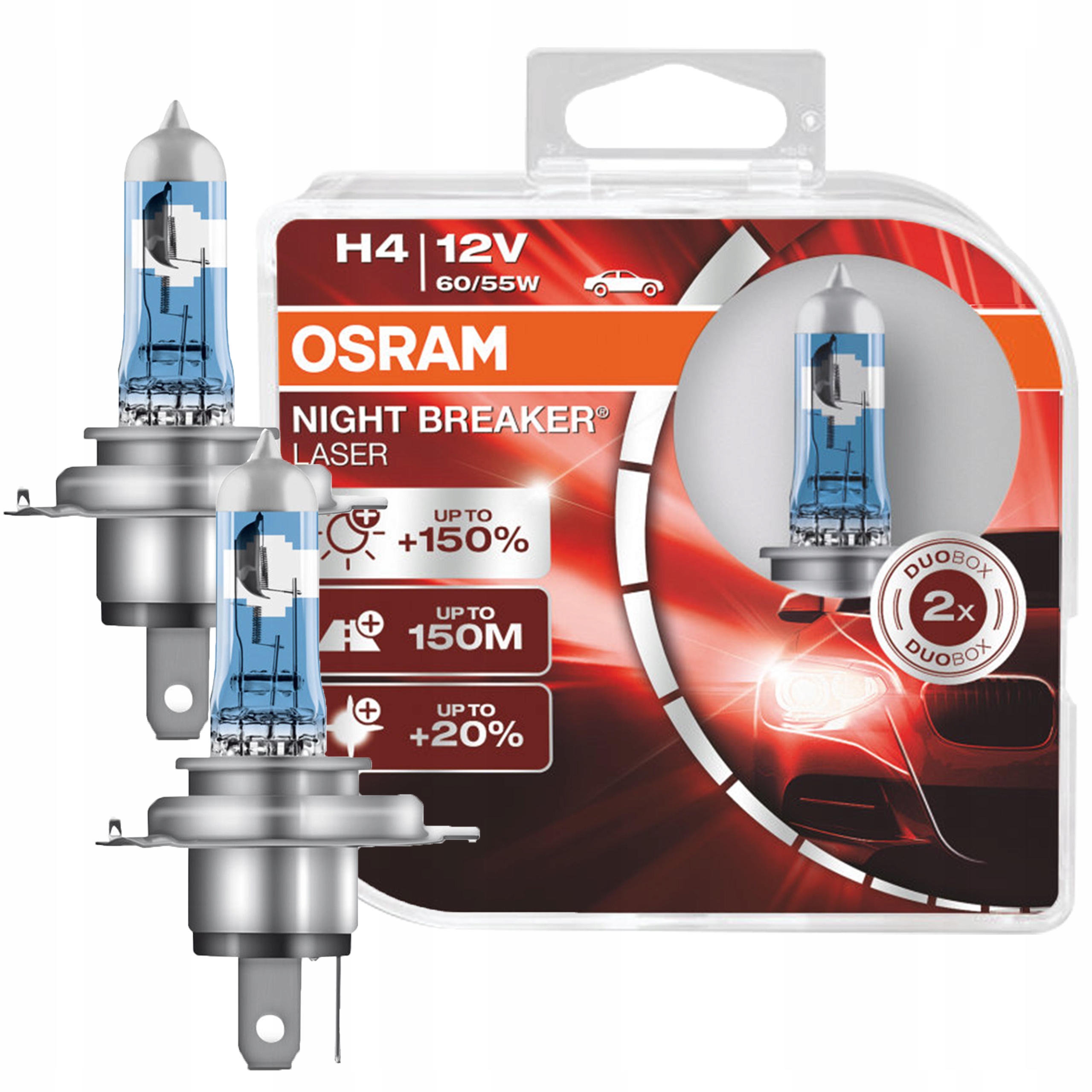 

Osram Żarówki H4 Night Breaker Laser+150% Duo 150m