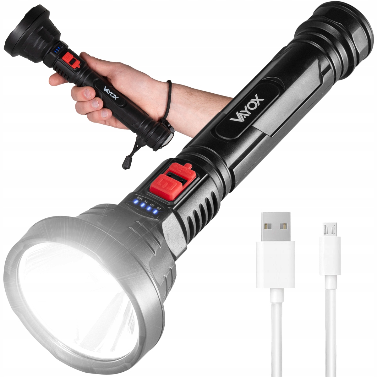 

Latarka Akumulatorowa Usb Szperacz Led Lampa Vayox