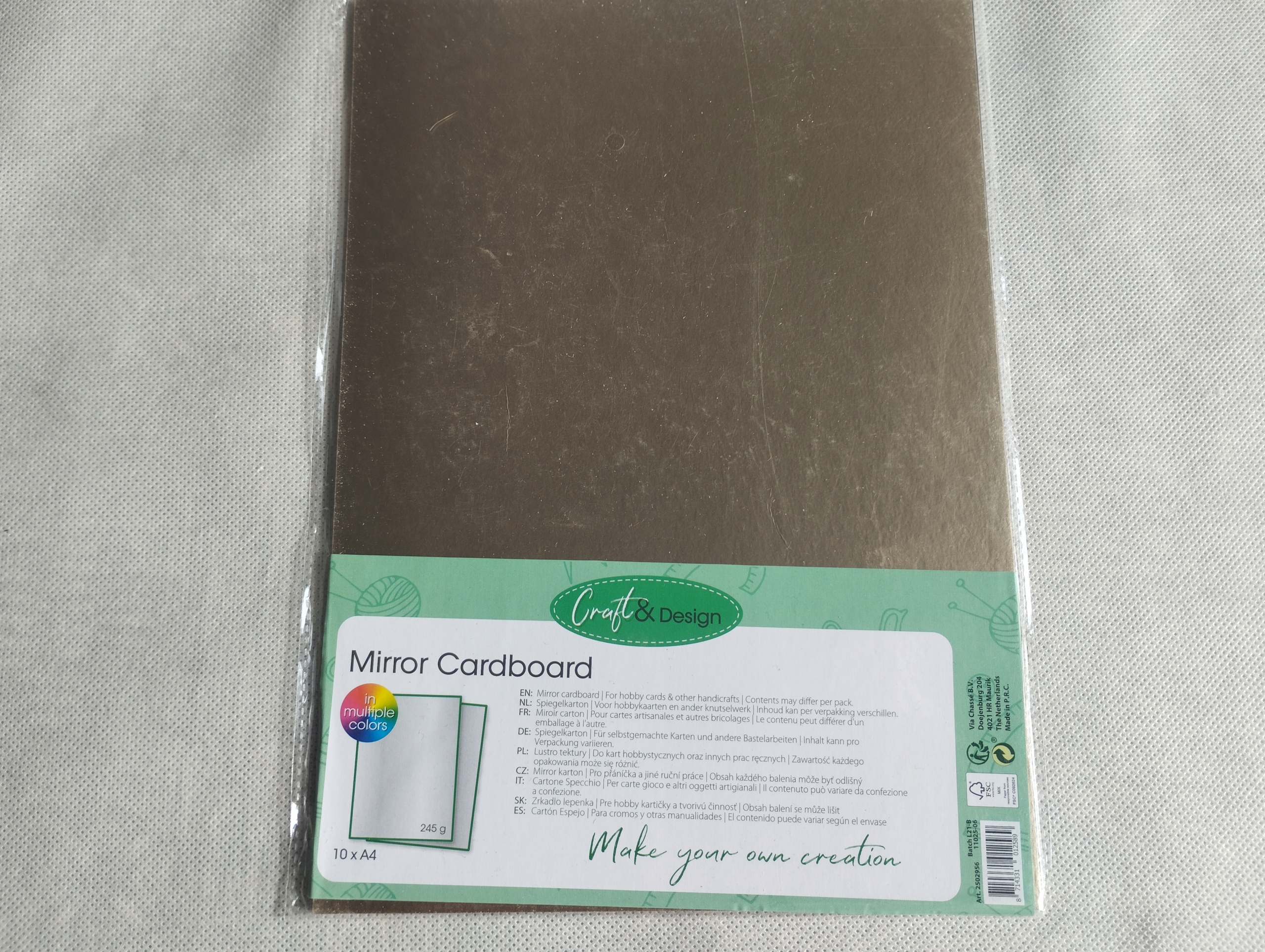 Papier LUSTRZANY kolorowy gruby 245 g gładki 10 x A4 Craft & Design EAN (GTIN) 8714331012589