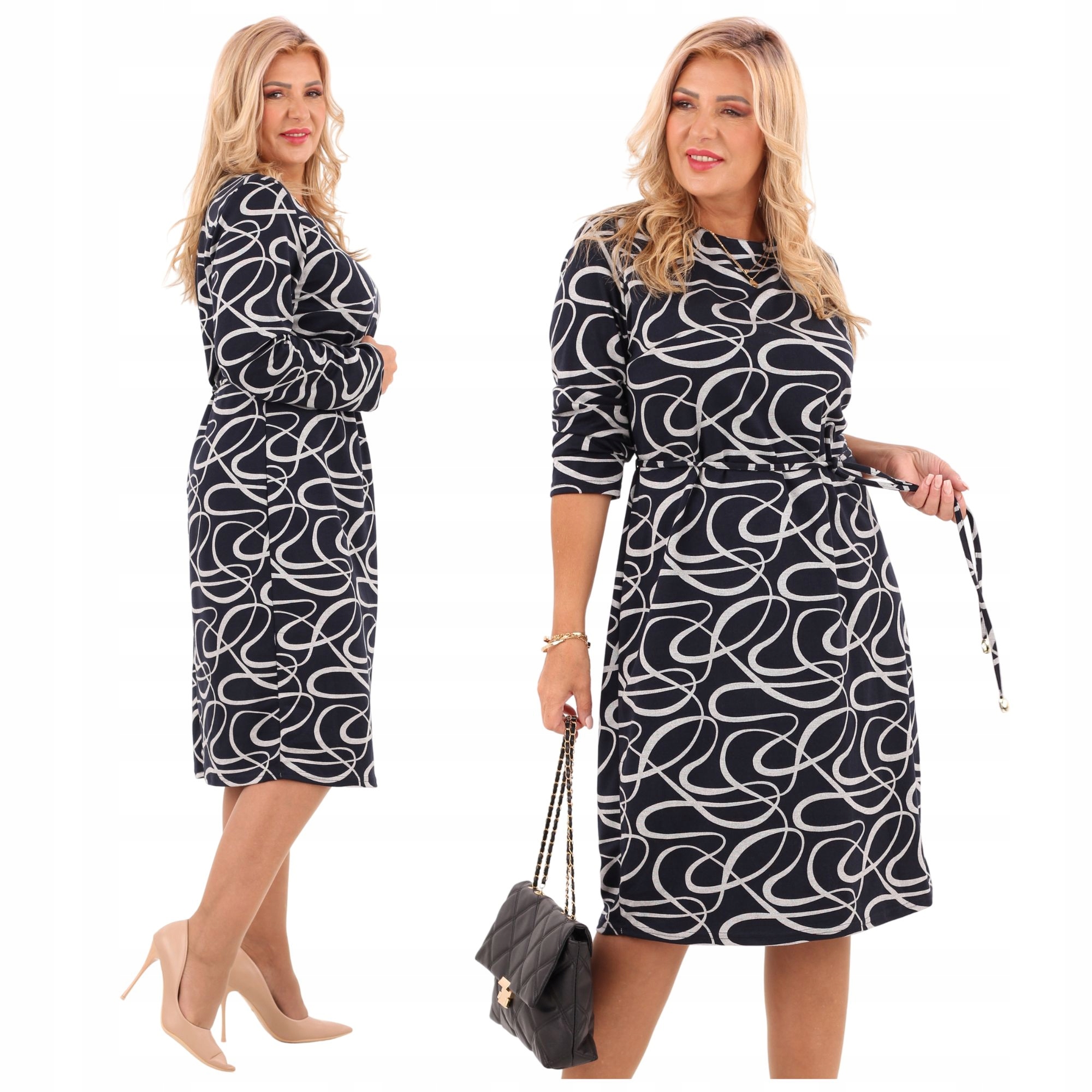 Sukienka midi Polski Producent wizytowa duże rozmiary kobieca