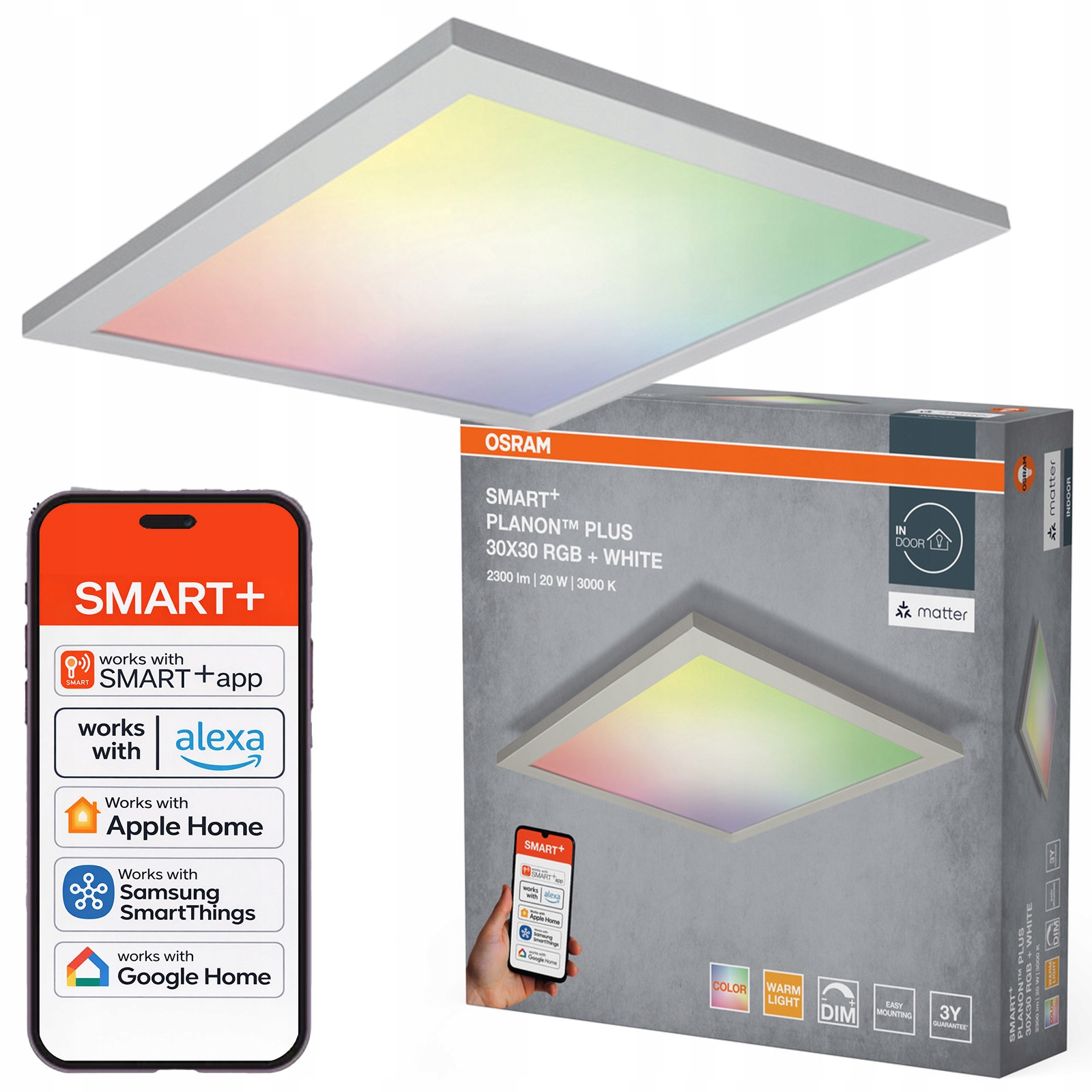 Led panel 20W 1400lm 3000K 30x30 cm Smart+ WiFi Matter Planon Osram