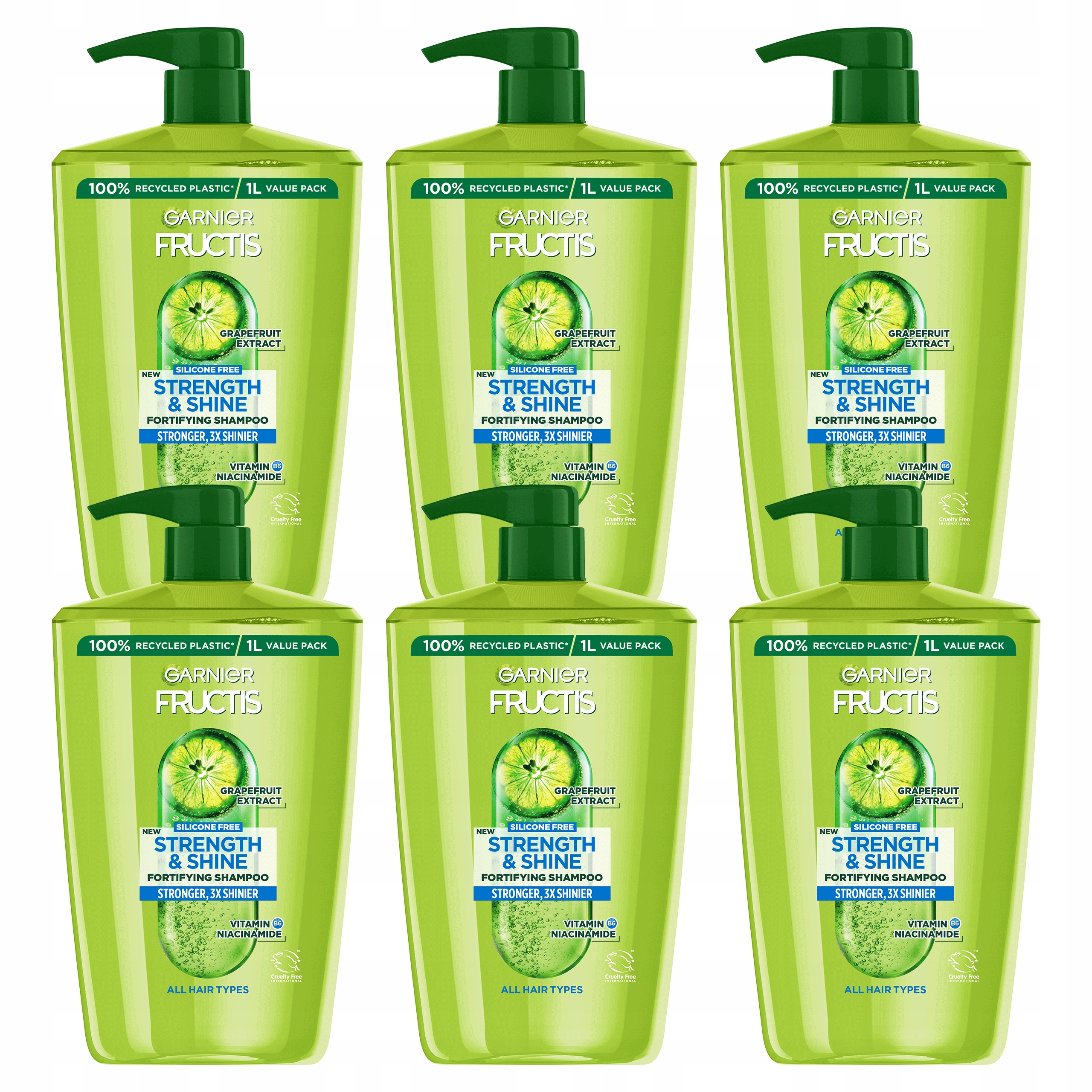 Zestaw Garnier Fructis Strength & Shine Szampon do Włosów 6x 1L XL