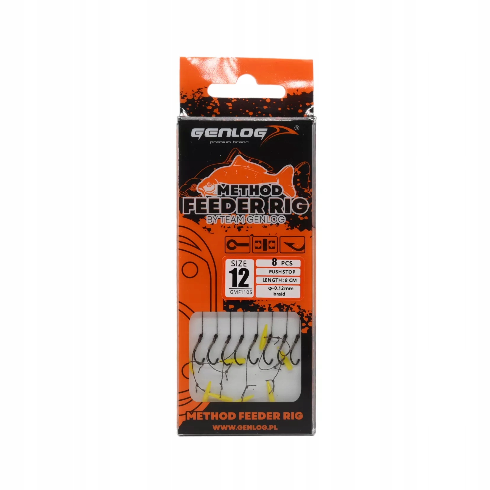 Przypony Method Feeder Rig z Push Stopem Genlog hak 12 plecionka 0,12mm 8cm