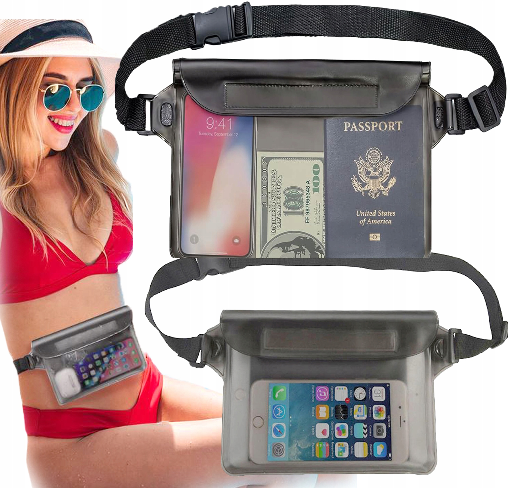 Etui Wodoodporne Saszetka Nerka Na Dokumenty Na Kajak Plażę Wodoszczelne