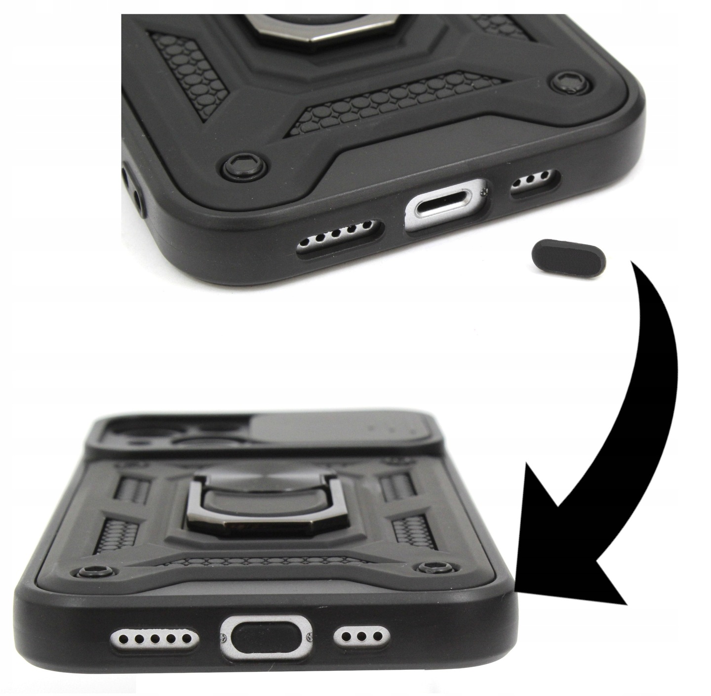 ETUI PANCERNE do APPLE IPHONE 14 13 Case CamShield i SZKŁO OCHRONNE Typ plecki