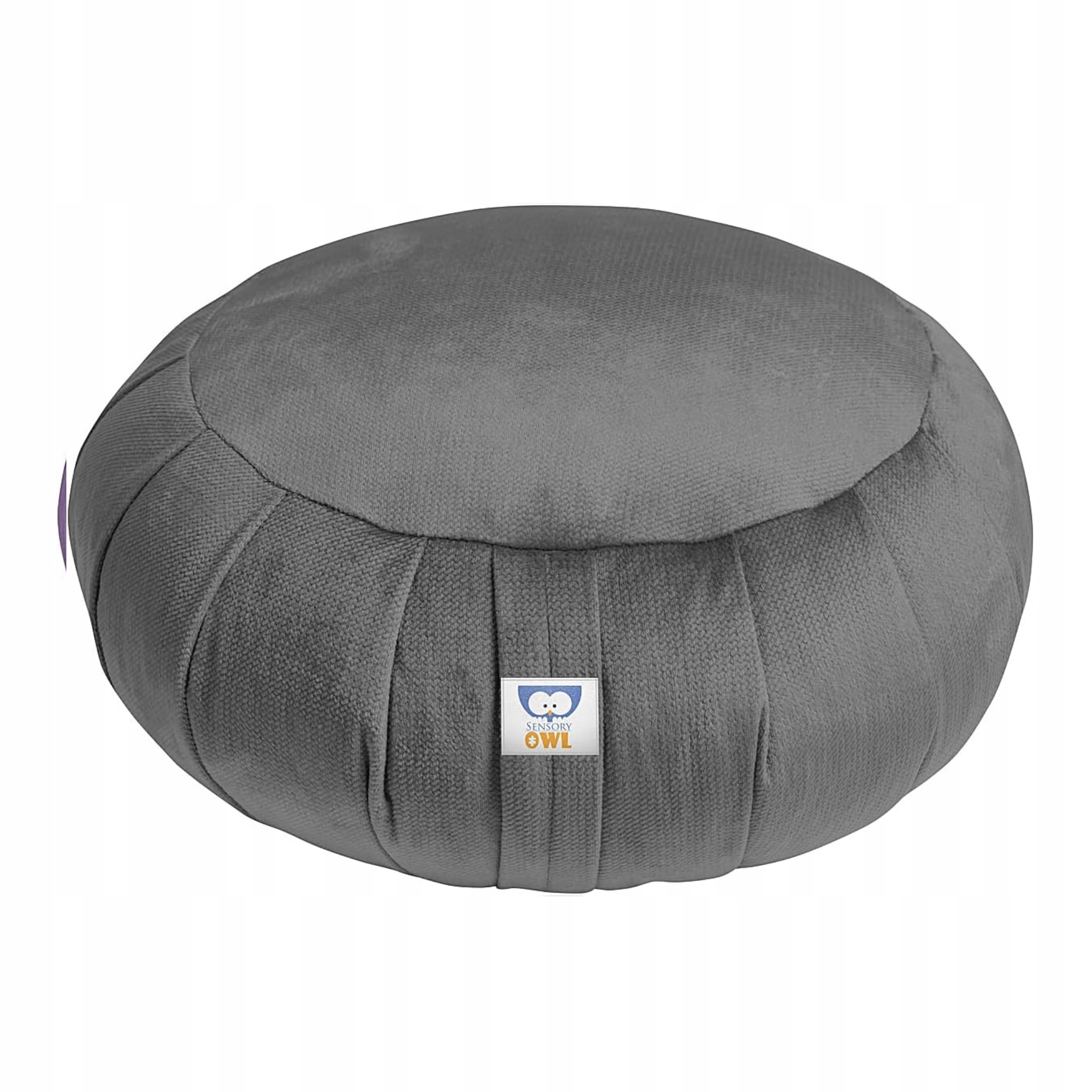 Polštář Zafu kulatý pro meditační jógu, cvičení, pohankové slupky, tmavě šedý