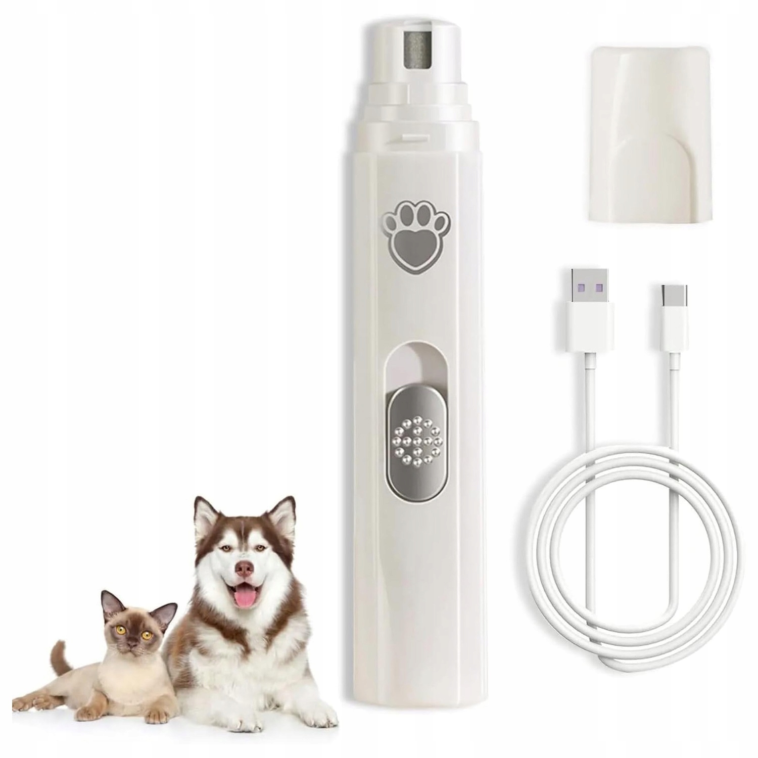 Levně Pilník na drápky pro psy a kočky, elektrický zastřihovač drápků, tichý strojek na stříhání srsti koček Novinka