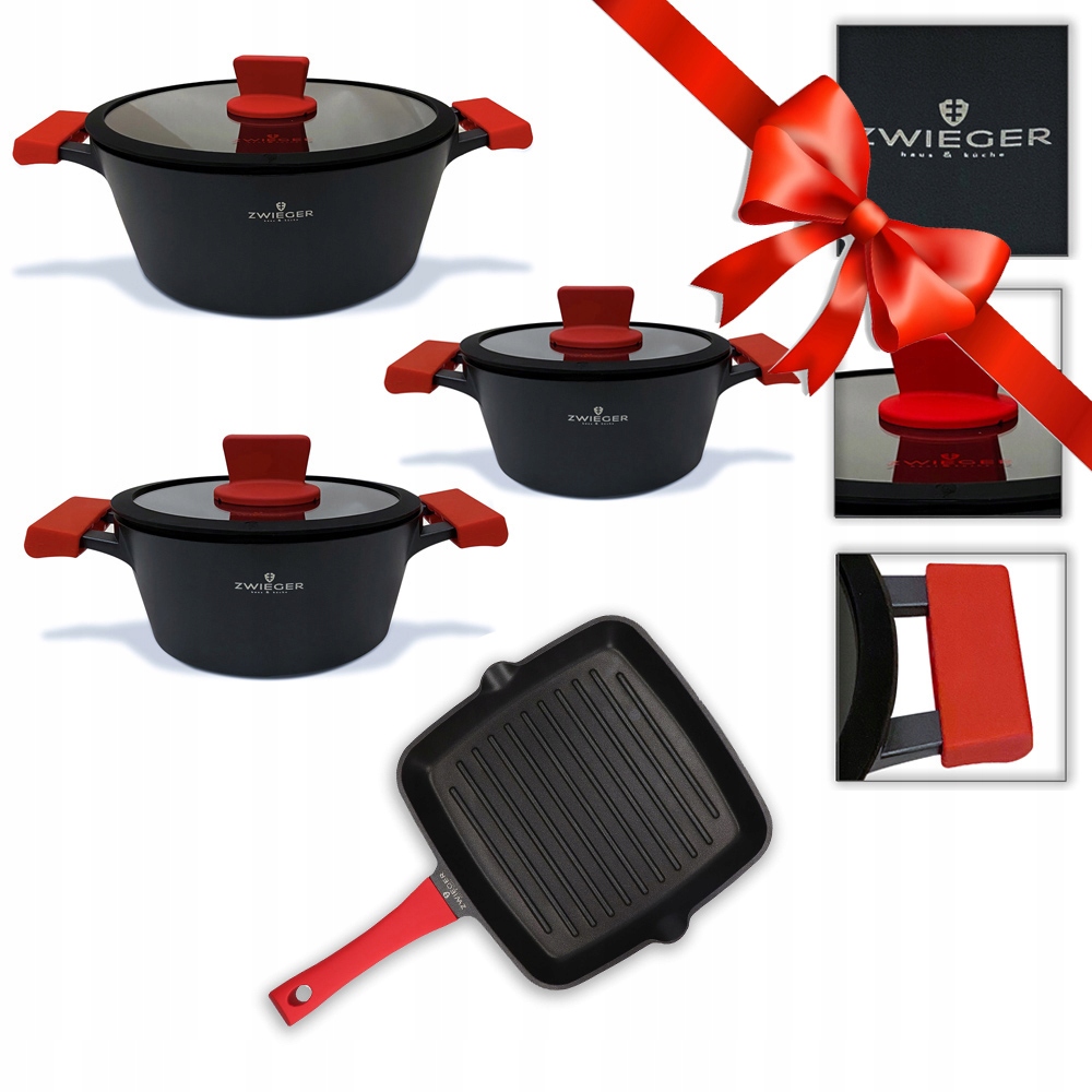 

Zestaw garnków Zwieger Obsidian 6 patelnia grill