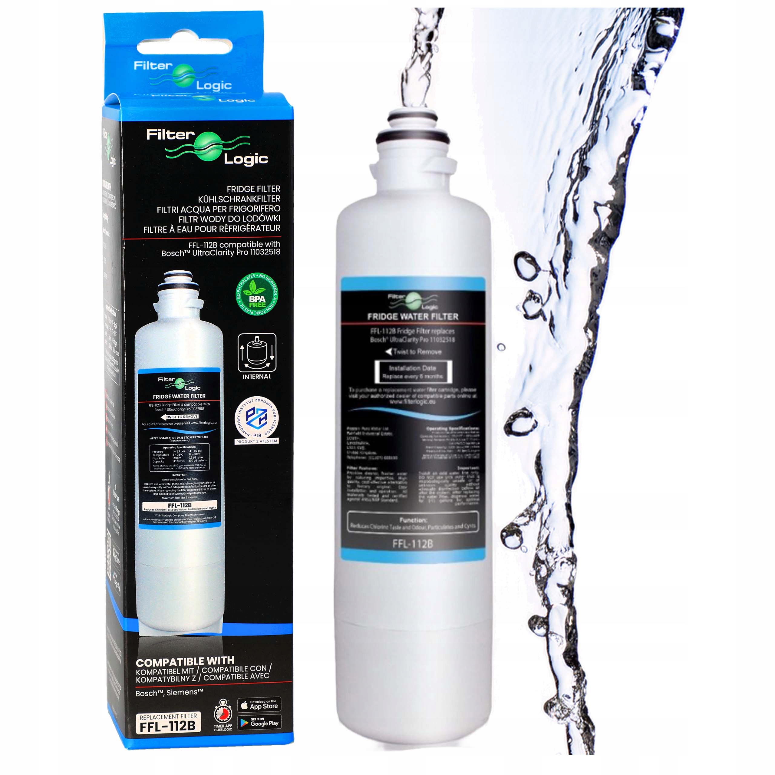 Filtr FilterLogic FFL-112B lodówki Bosch Siemens UltraClarity Pro 11032518