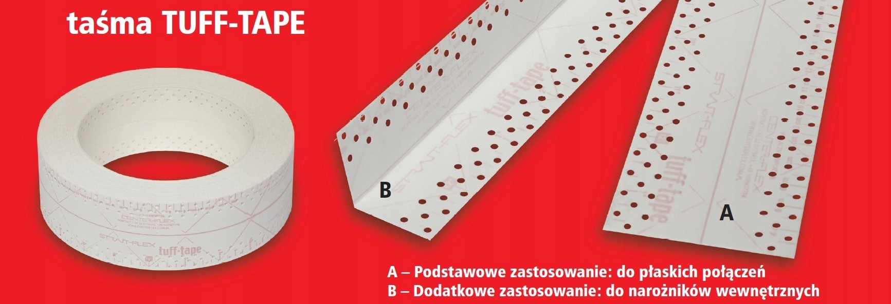 TUFF TAPE taśma amerykańska Center-Flex 57mm x 30m DO PŁYT GIPSOWYCH 30 MB Rodzaj inna
