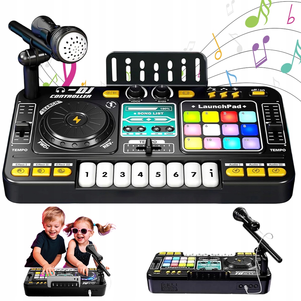 Mixer Dj Konzola Pro Děti S 12 Vestavěnými Zvukovými Efekty Dárek