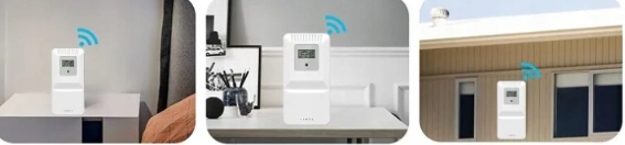 STACJA METEO WIFI INTELIGENTNY DOM POGODOWA TUYA TERMOMETR 3 CZUNJIKI °C Rh Kolor biały