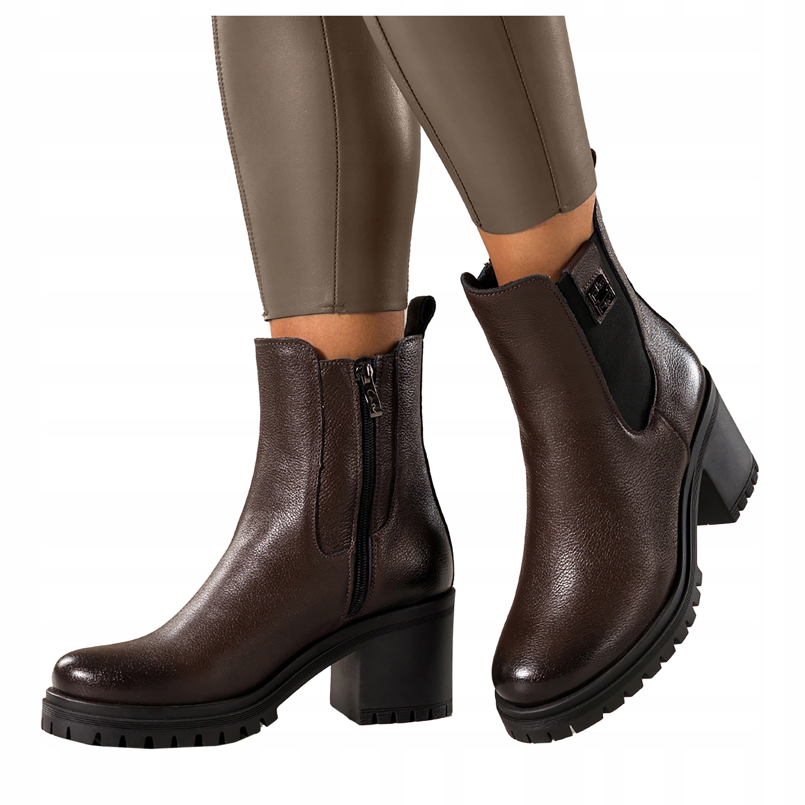 Dámské Kotníkové Boty Čokoládové Kožené Pohodlné Platforma Guma V Svršku vel. 41