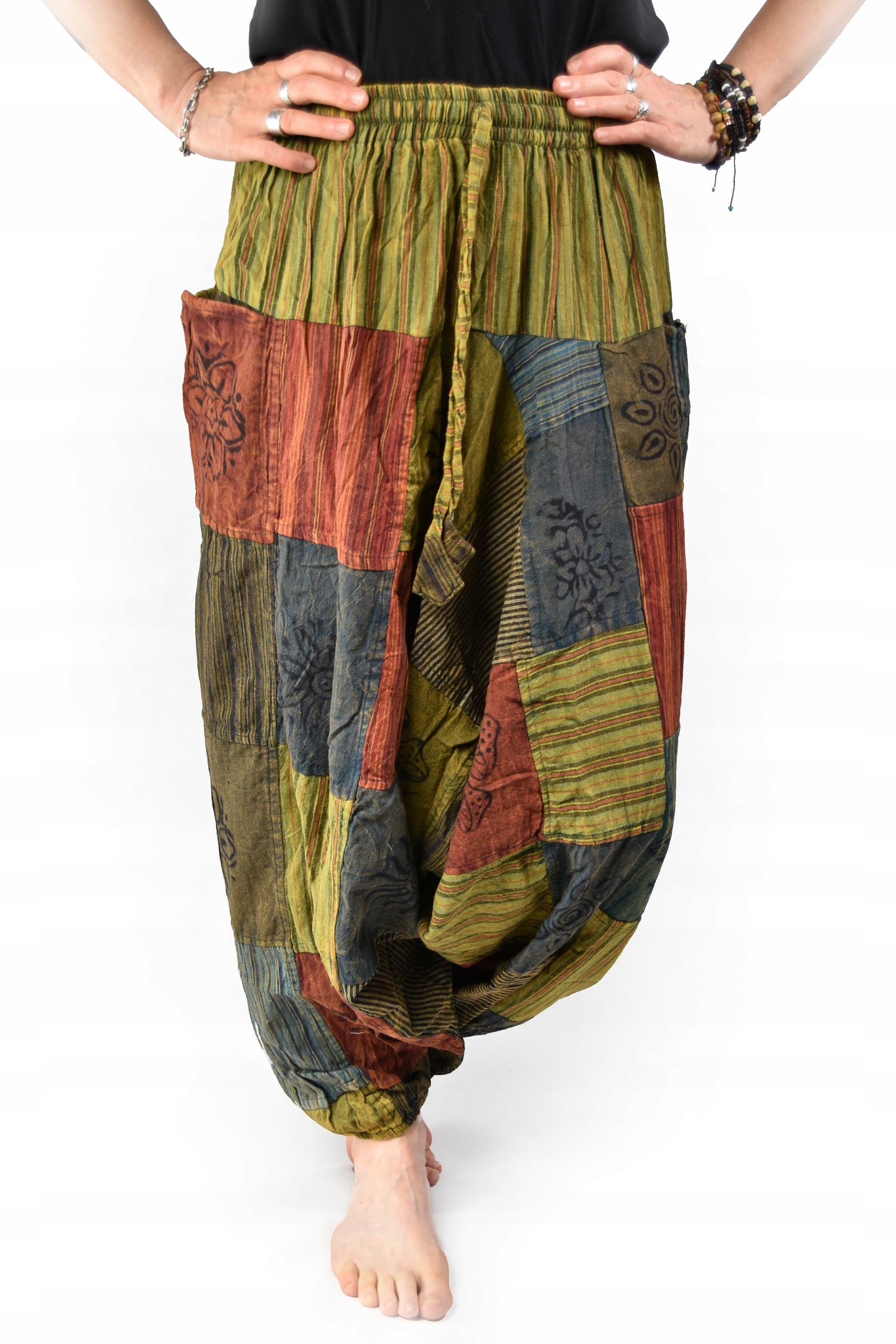 Szarawary NEPAL Alladynki Joga HANDMADE Kolorowe KHAKI