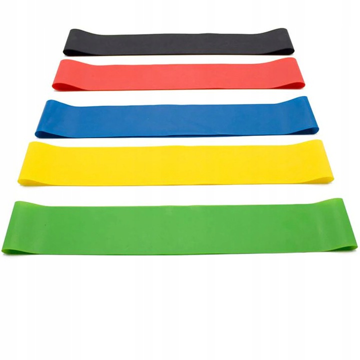 ZESTAW 5 TAŚM GUM OPOROWYCH DO ĆWICZEŃ FITNESS Długość (cm) 31 cm