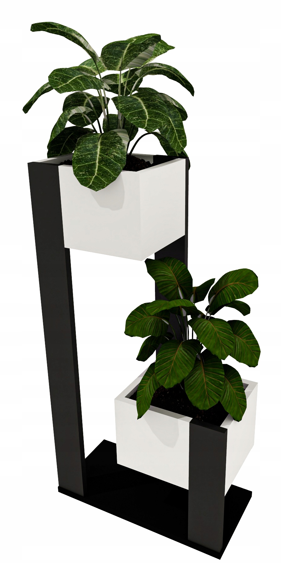 Květináč Karo květináč stojící květiny dům loft květináč bílý duo2