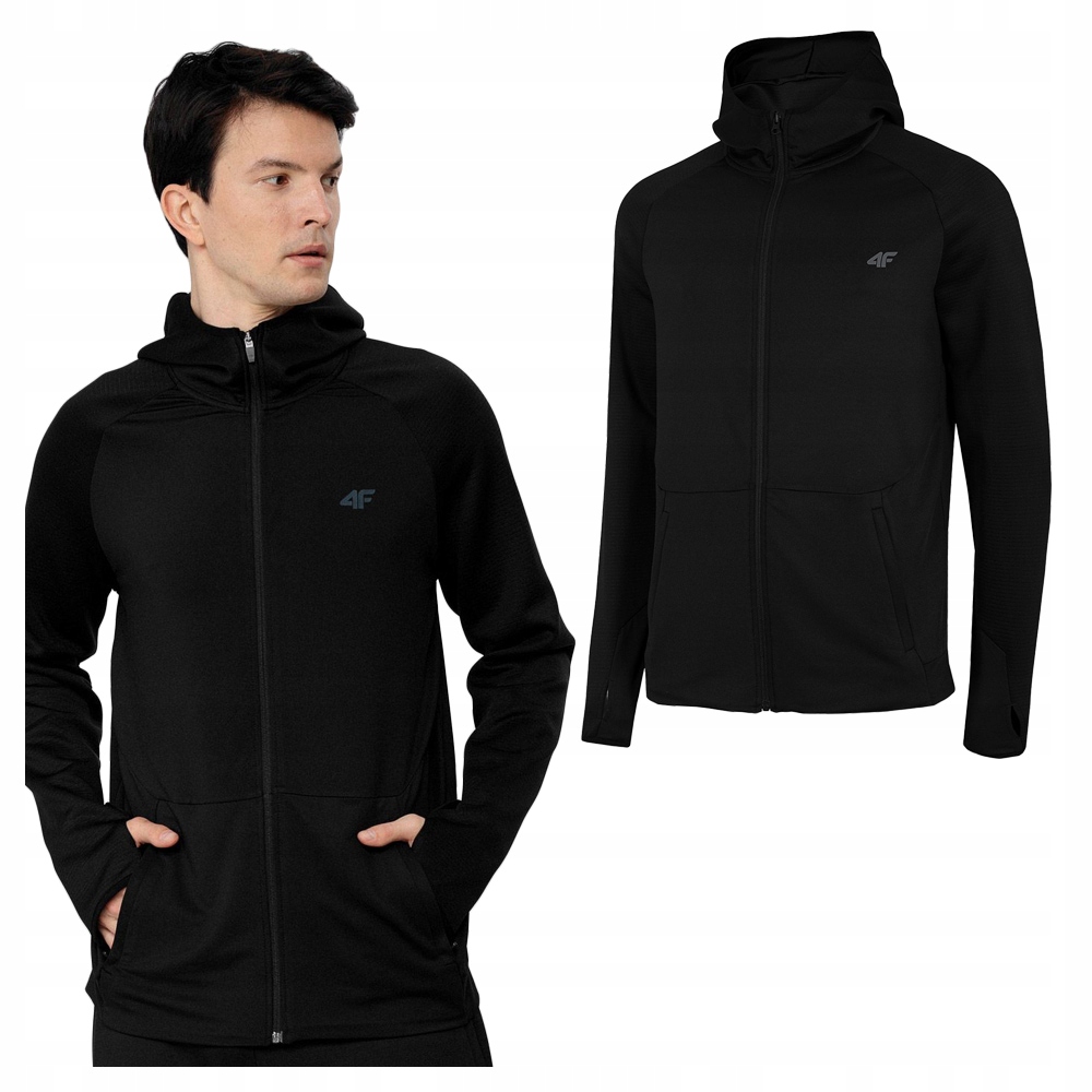 

4F Bluza Męska z Kapturem BLMF011 Czarna Rozm. XL