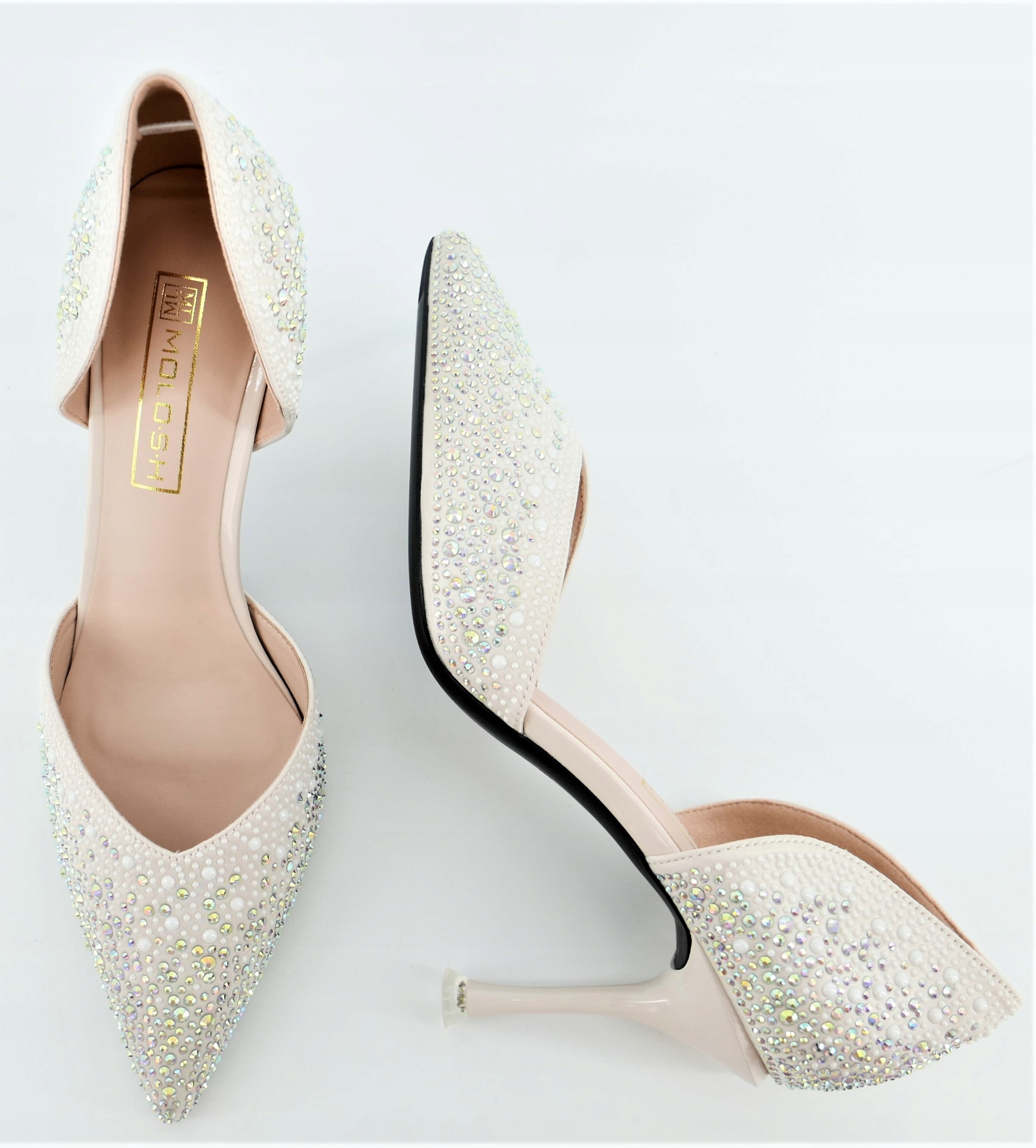 MOLO BOGATO ZDOBIONE BŁYSZCZĄCE SZPILKI R40 Długość wkładki 26 cm