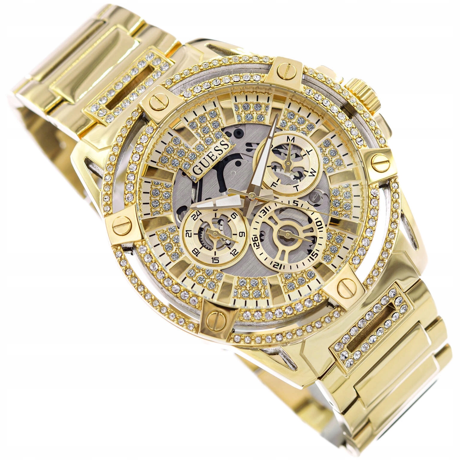 Pánské Hodinky Guess GW0497G2 King Gold S Cirkony Módní