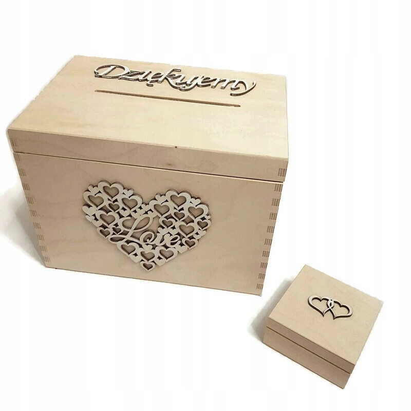 KOMPLET PUDEŁKO NA KOPERTY + NA OBRĄCZKI ŚLUB NATU Kolor dominujący beże i brązy