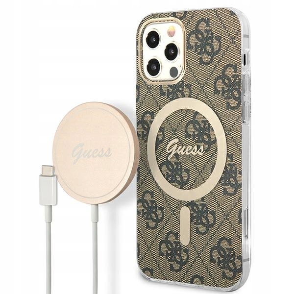 Zestaw Guess GUBPP12MH4EACSW Case+ Charger iPhone 12/12 Pro brązowy/brown h