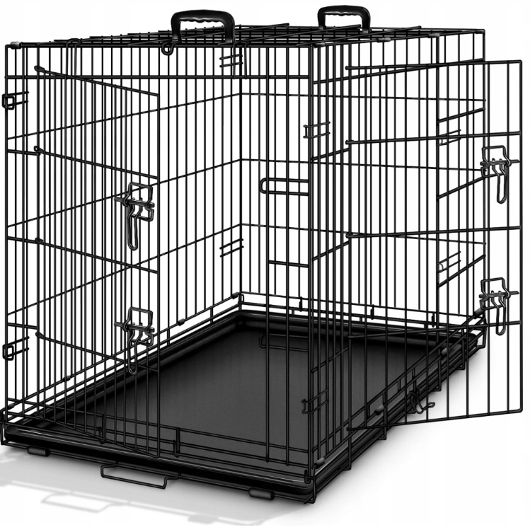 Levně Klec pro psa Tresko 77x48x54 cm skládací s 2 dveřmi Přepravní klec