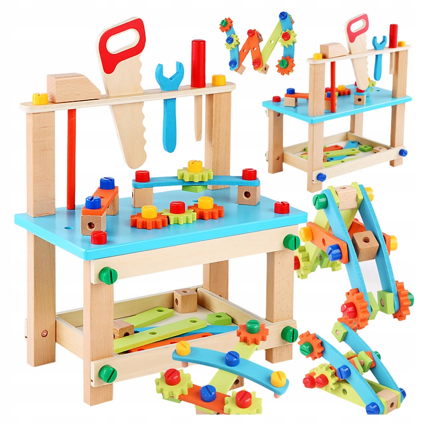 ZESTAW DREWNIANYCH NARZĘDZI DLA DZIECI DREWNIANY WARSZTAT MAJSTERKOWICZA