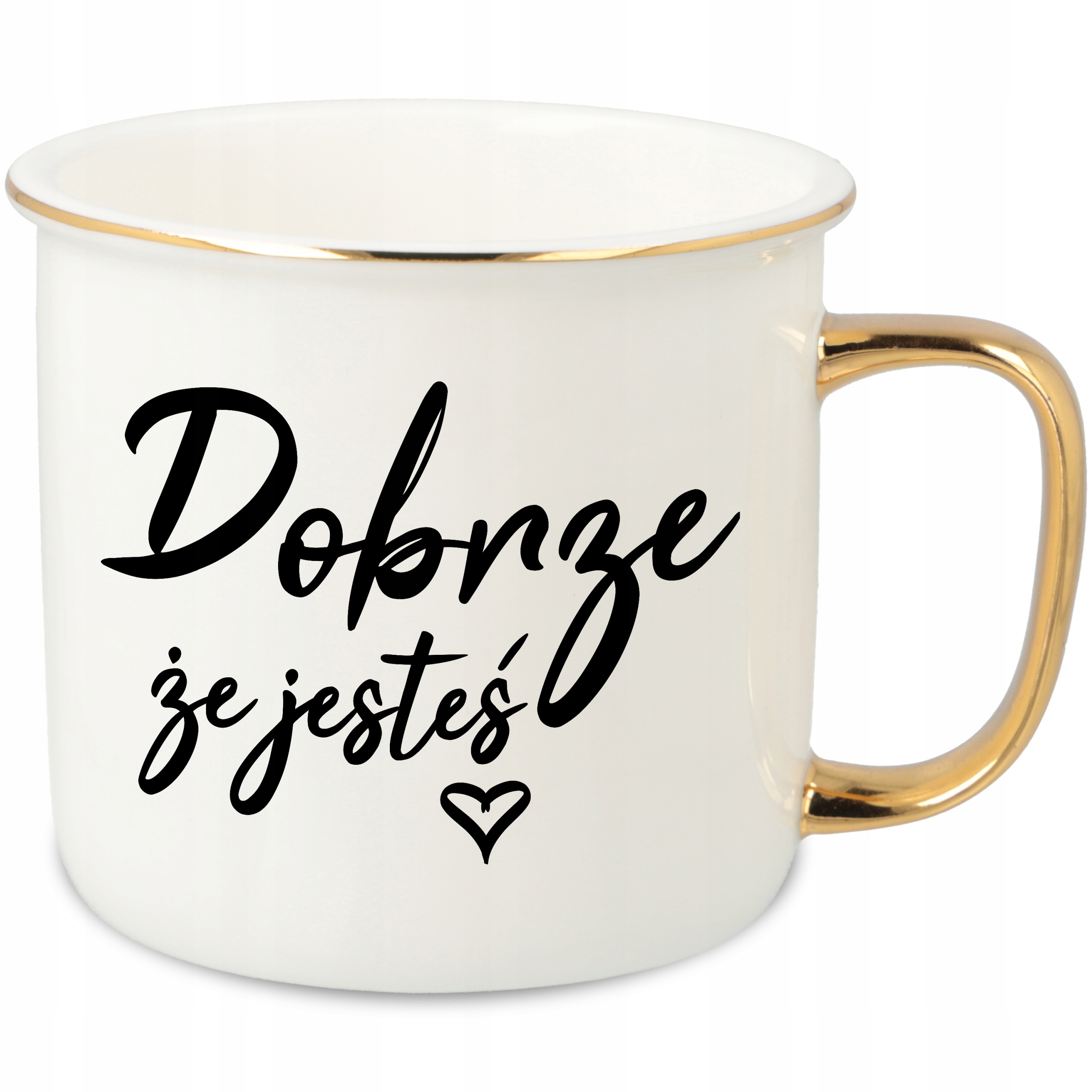 Hrnek Ucho Forma Zlatý Porcelánový Retro 280ML Dárek Je Dobře, Že Jste Vz