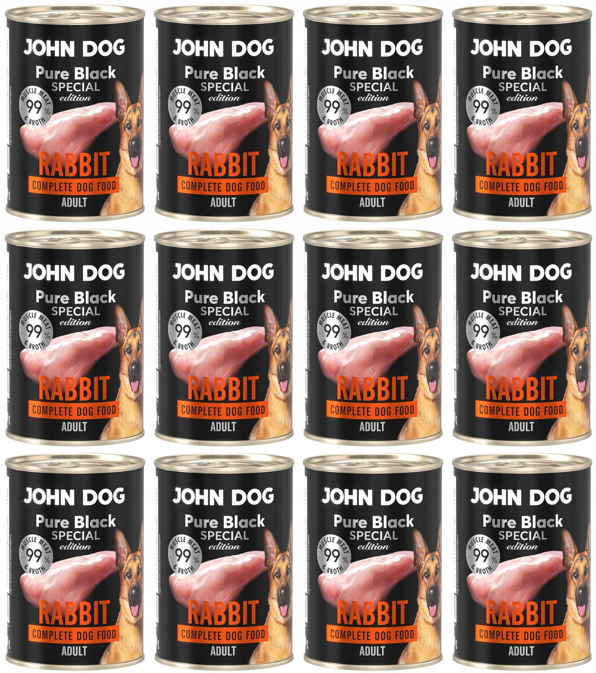 Levně John Dog Pure Black Special Edition Králík 12 x 400 g