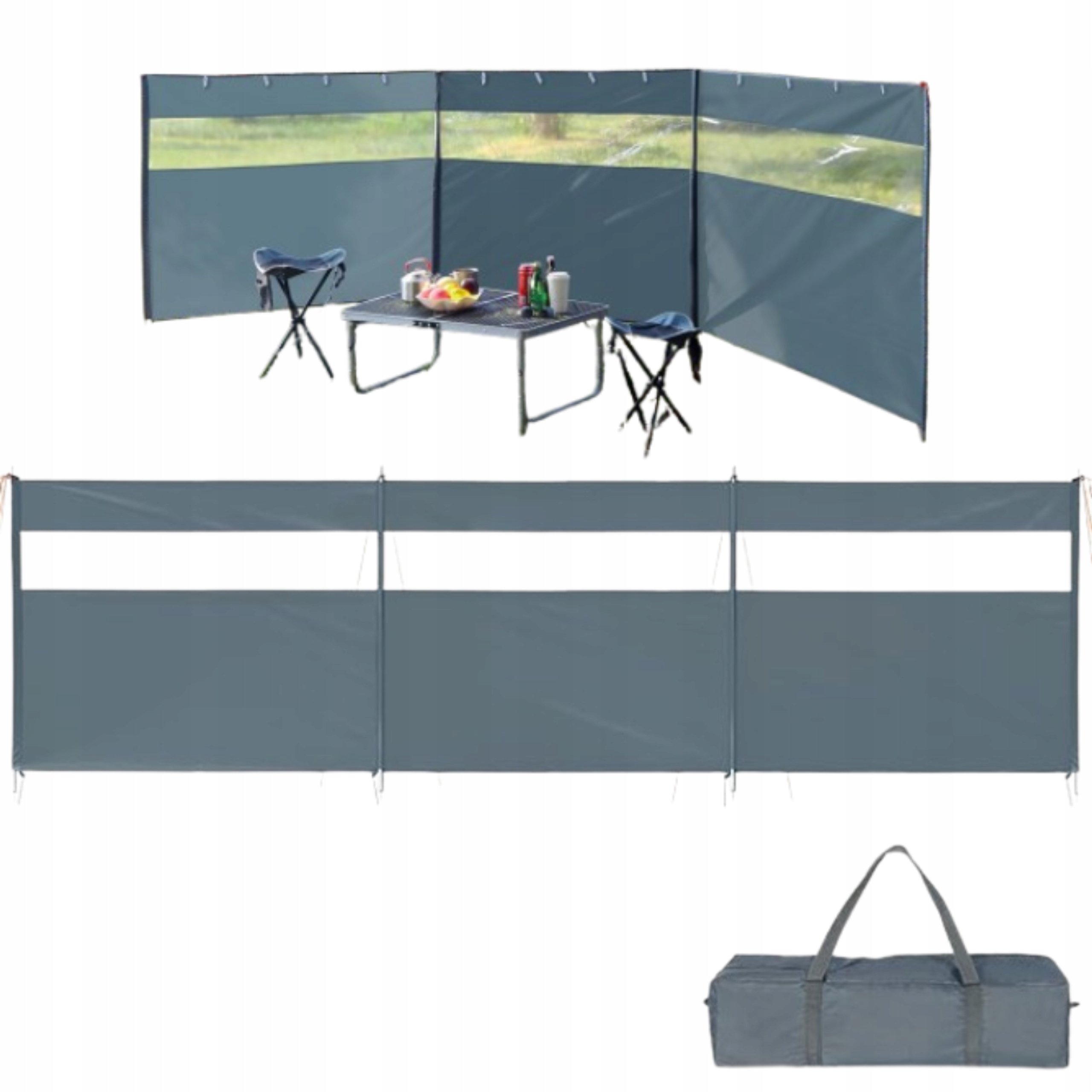 Paraván Ochrana před větrem s oknem 440 x 140 cm