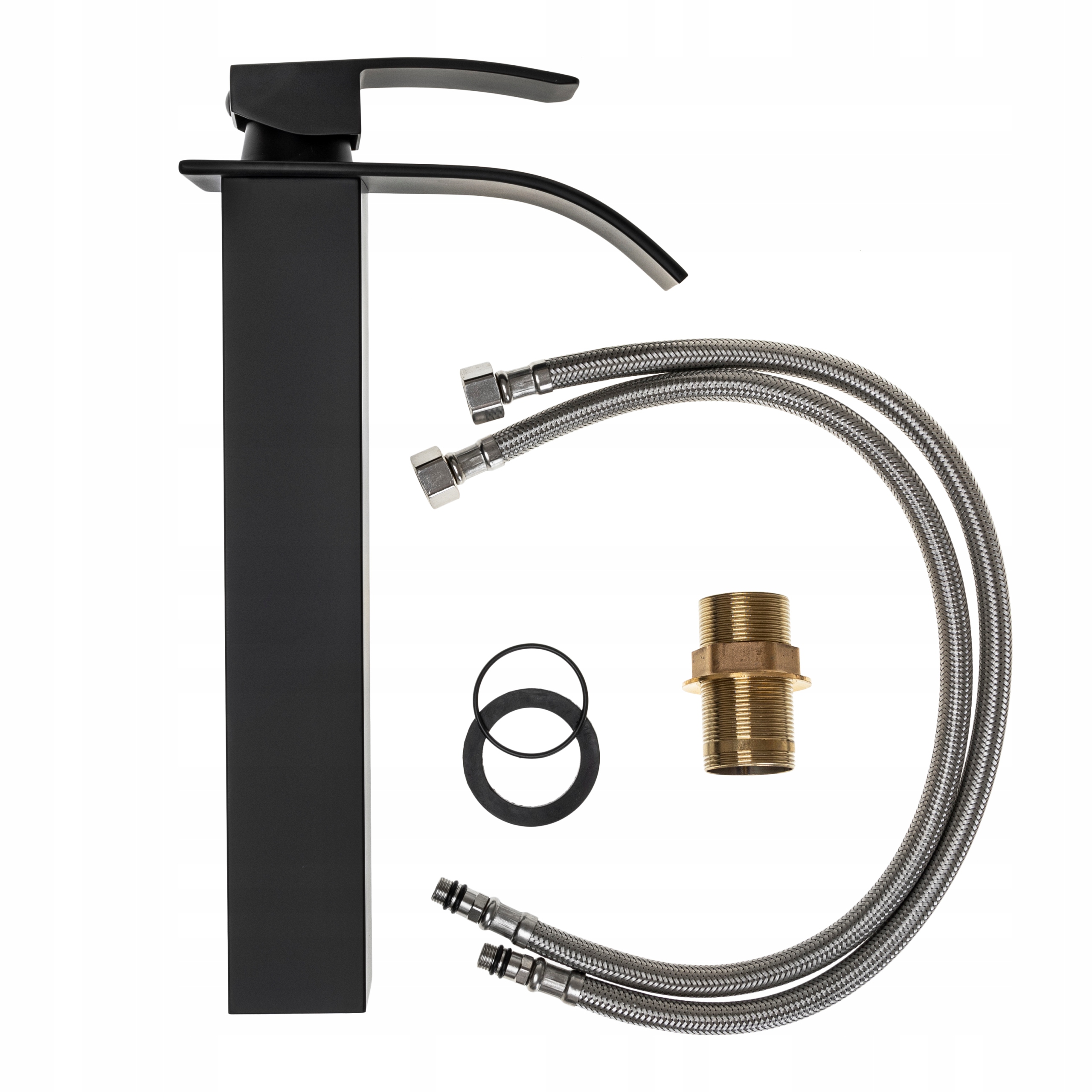 BATERIA ŁAZIENKOWA WYSOKA WODOSPADOWA CZARNA LOFT Linia Niagara