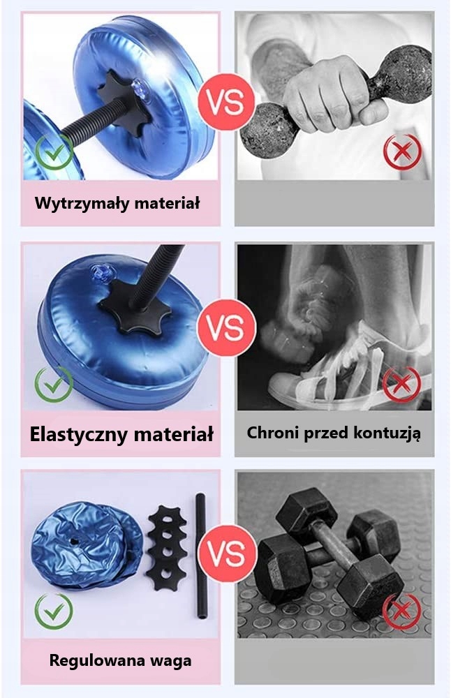 Zestaw hantli Dyna-Living Regulowany ciężar wodą. Marka inna