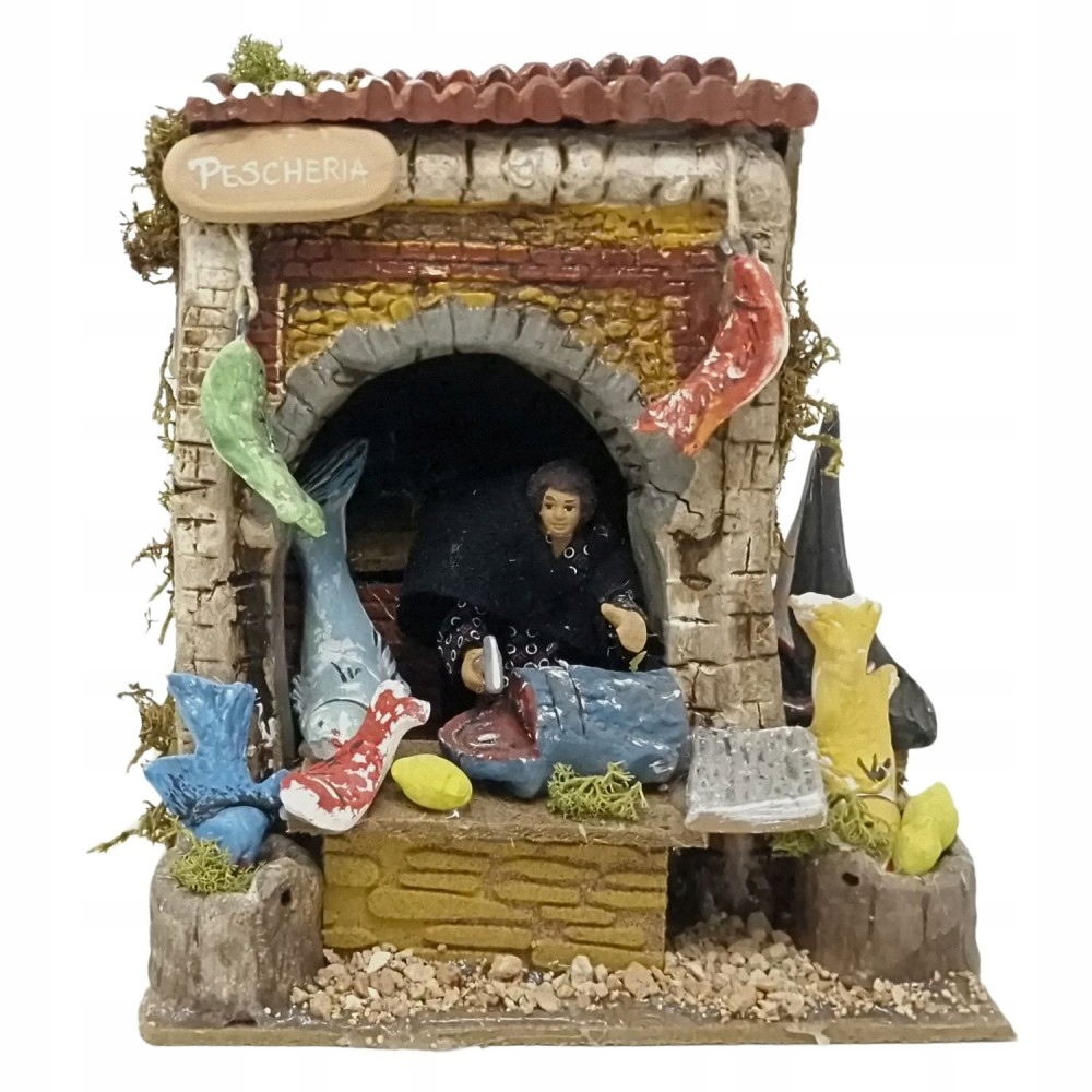 Pohyblivá Figúrka Do Šopky „predajca V Rybnom Obchode“ pre postavy s výškou 10 cm