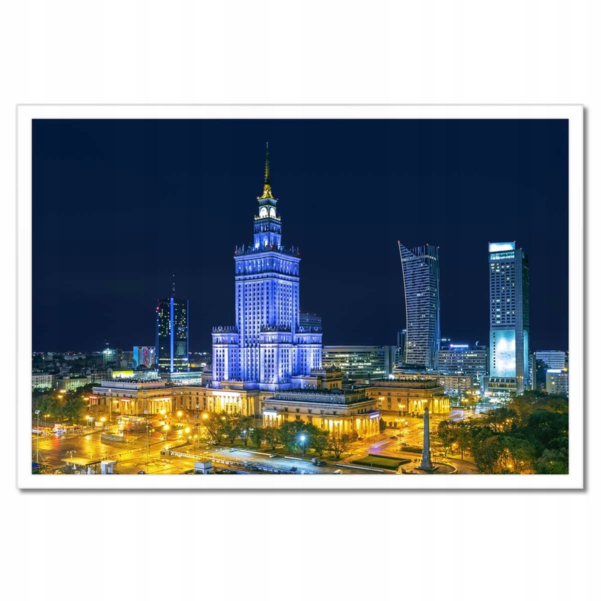 Plakáty v rámu 60x40 Varšava v noci Palác