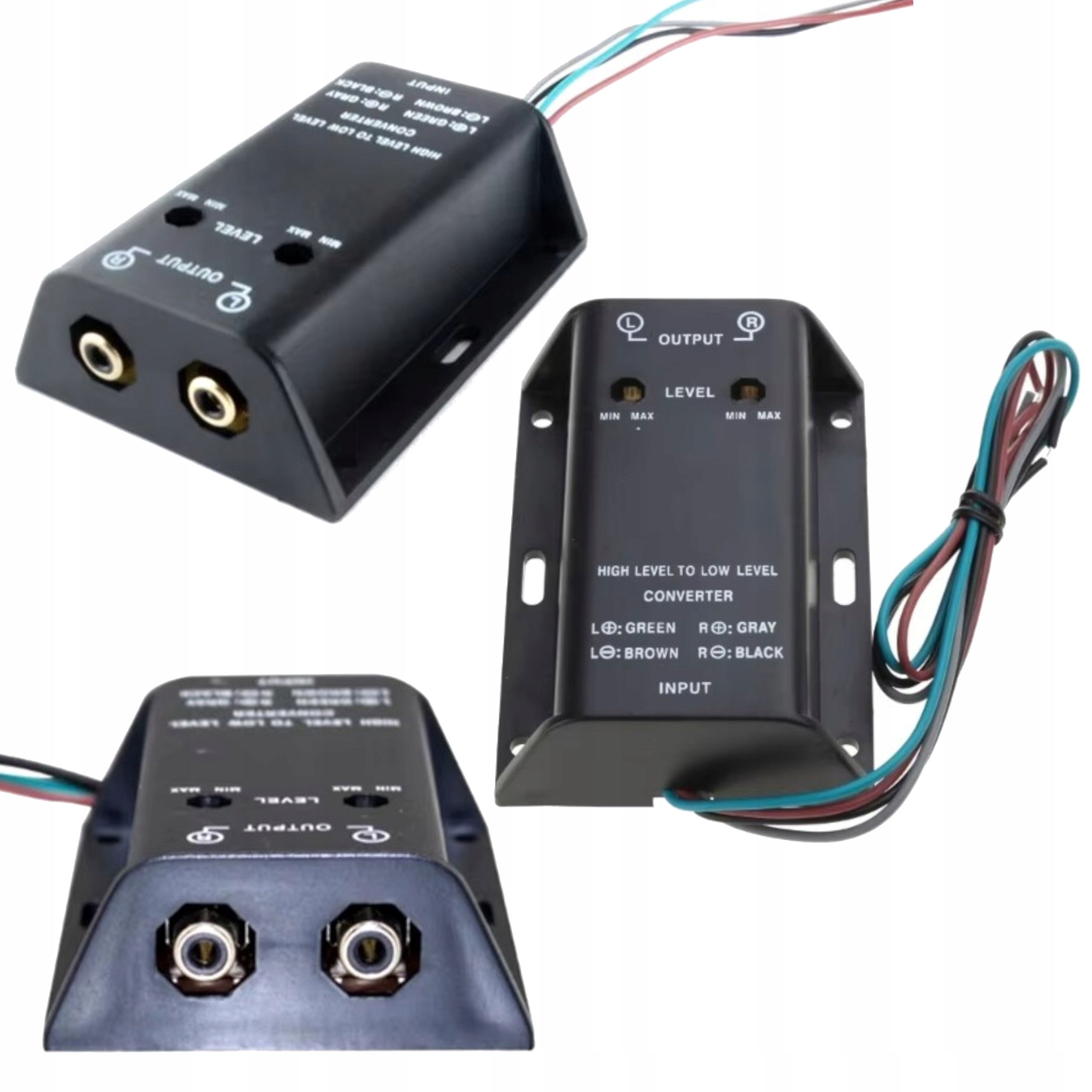 Konwerter poziomu sygnału audio Rca High Low adapter do radia wzmacniacza