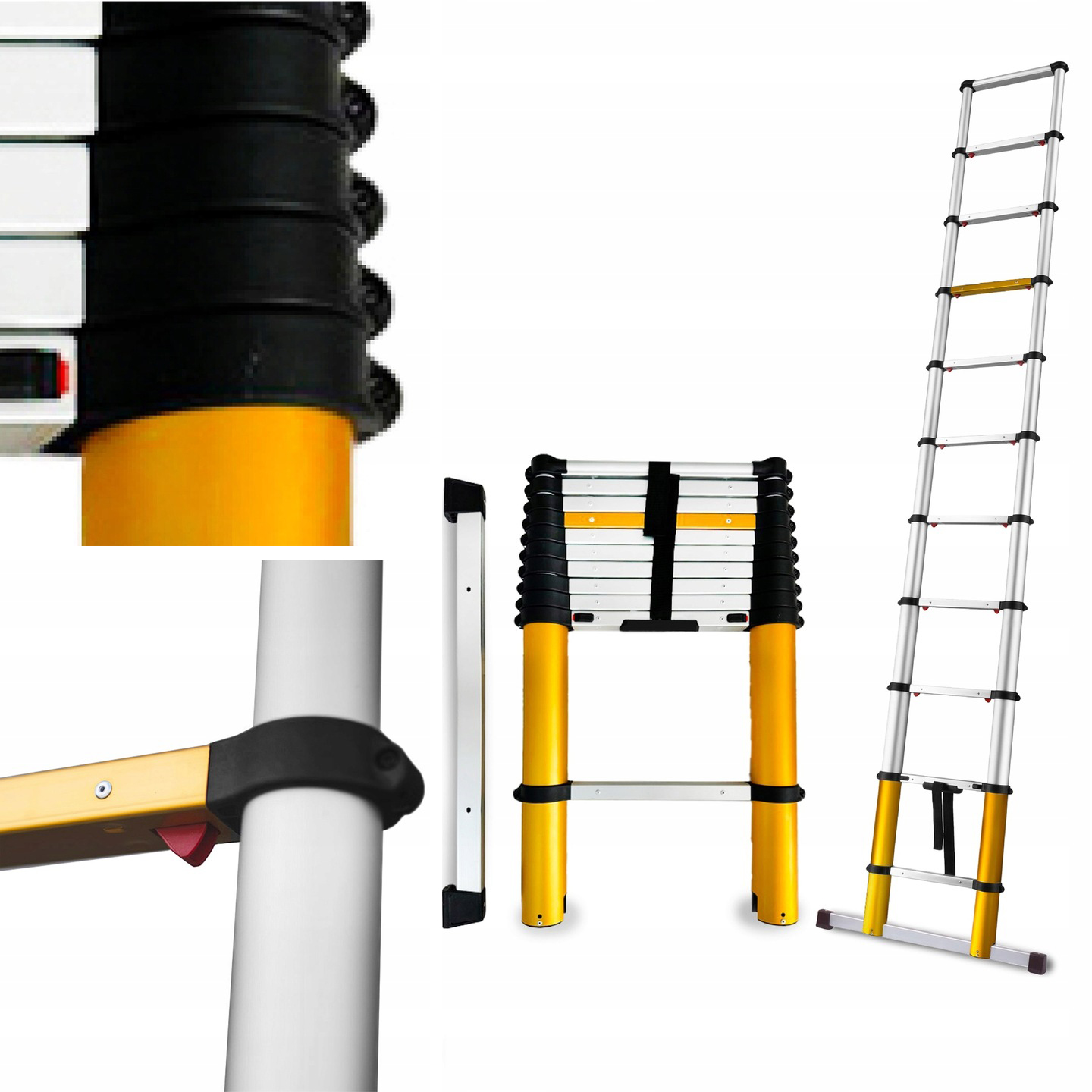 Teleskopický Žebřík Max hliníkový 11 stupňů 3,99 m Drabest