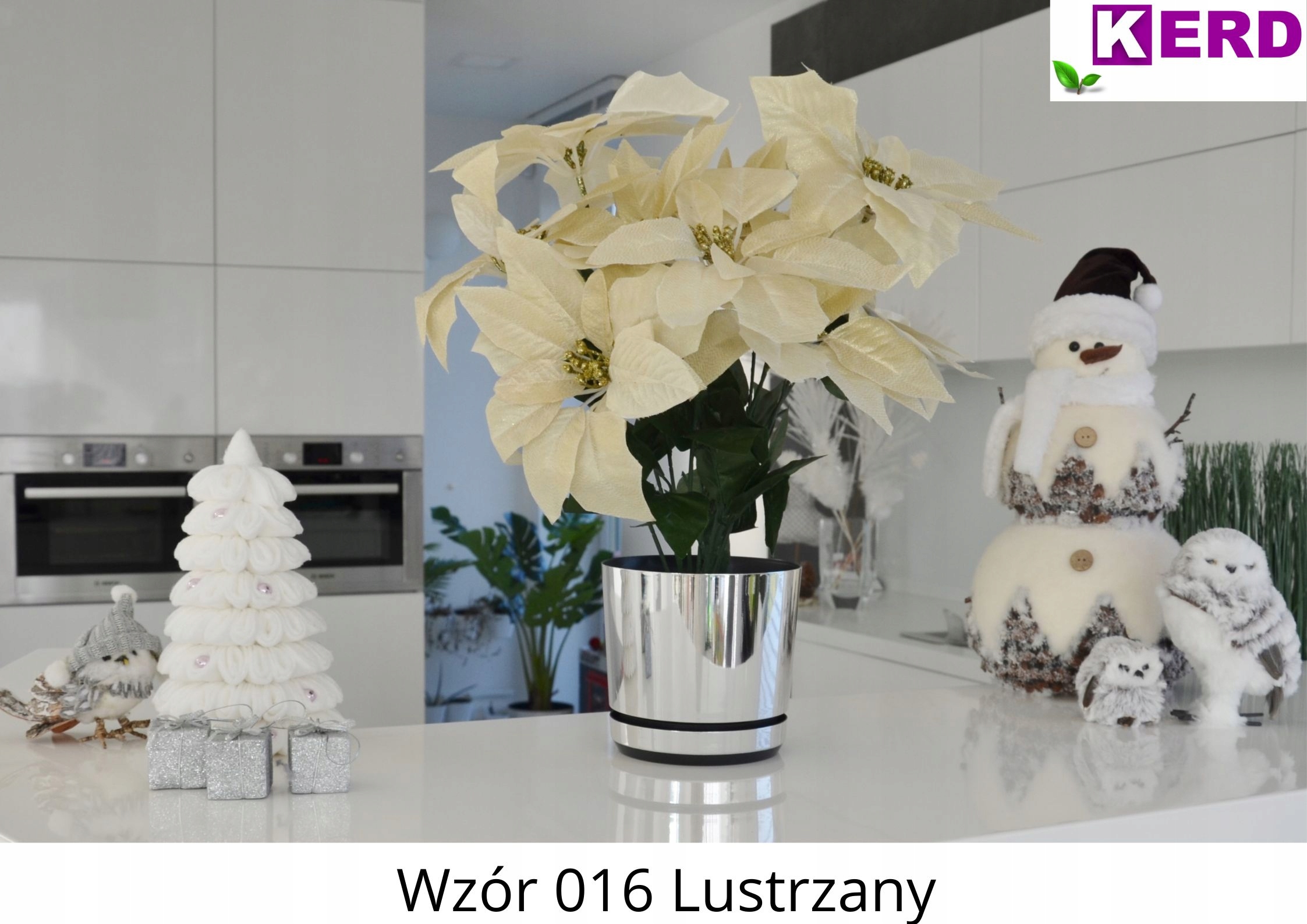 Doniczka DEKOR śr. 21 cm kolor lustrzany Kolor chrom czarny odcienie szarości i srebra inny