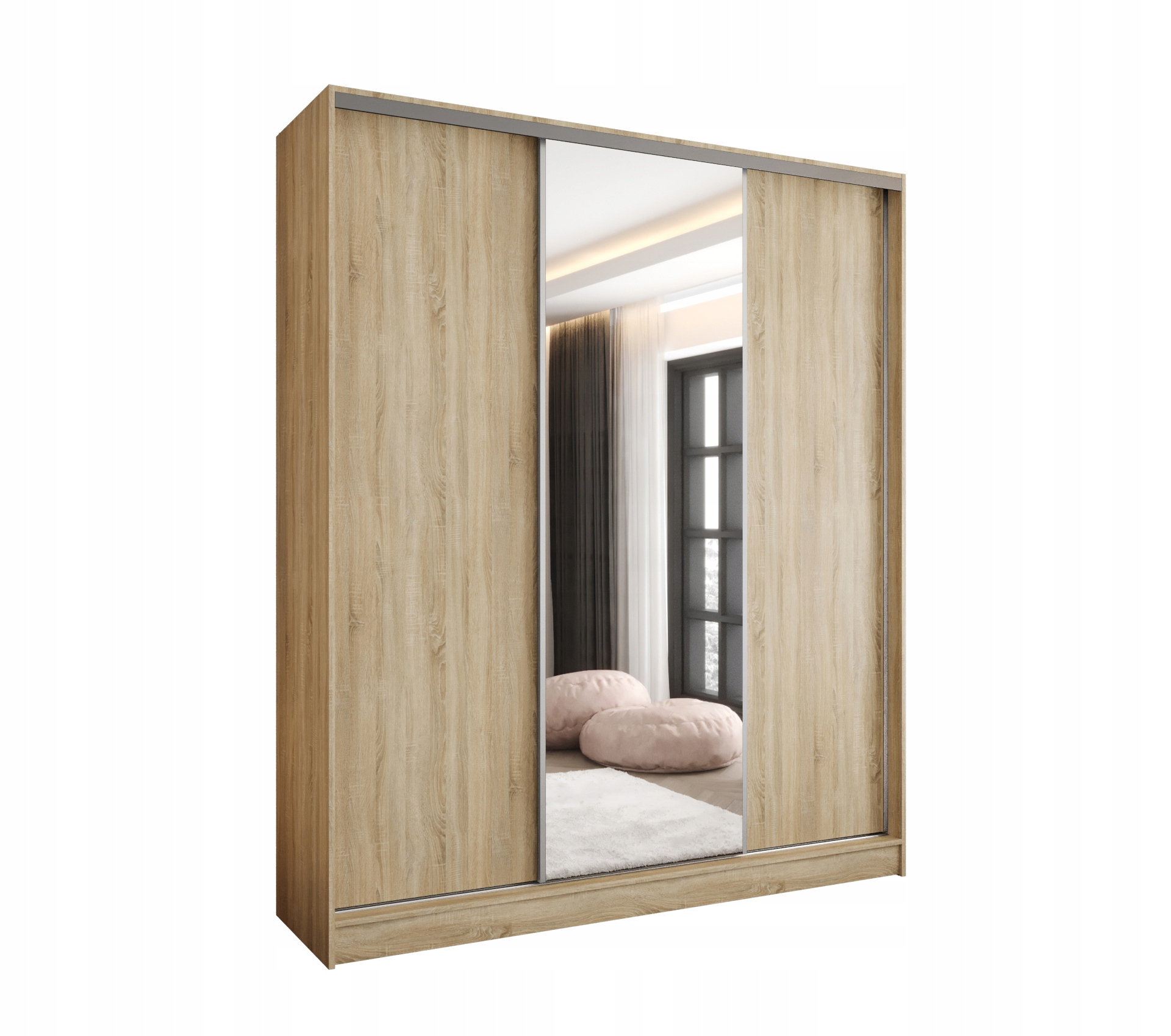 STUMDOMA SPINTA 3D 150x250 SONOMOS ĄŽUOLAS + VEIDRODIS – AUKŠTA
