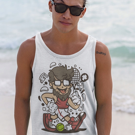 TANK TOP ANIMOWANE HIPSTER TENNIS PLAYER Rozmiar L