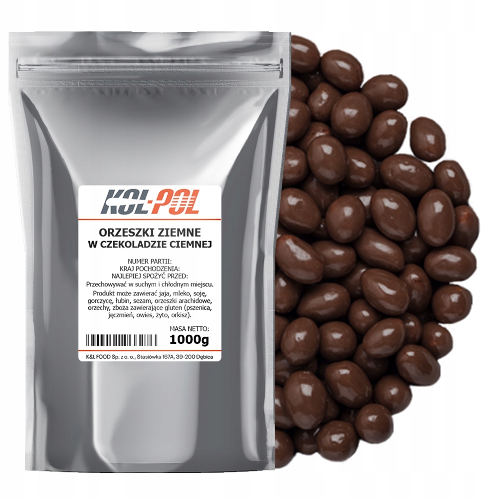 Orzeszki Ziemne w Czekoladzie Gorzkiej 1kg Prażone orzechy jakość Kol-Pol