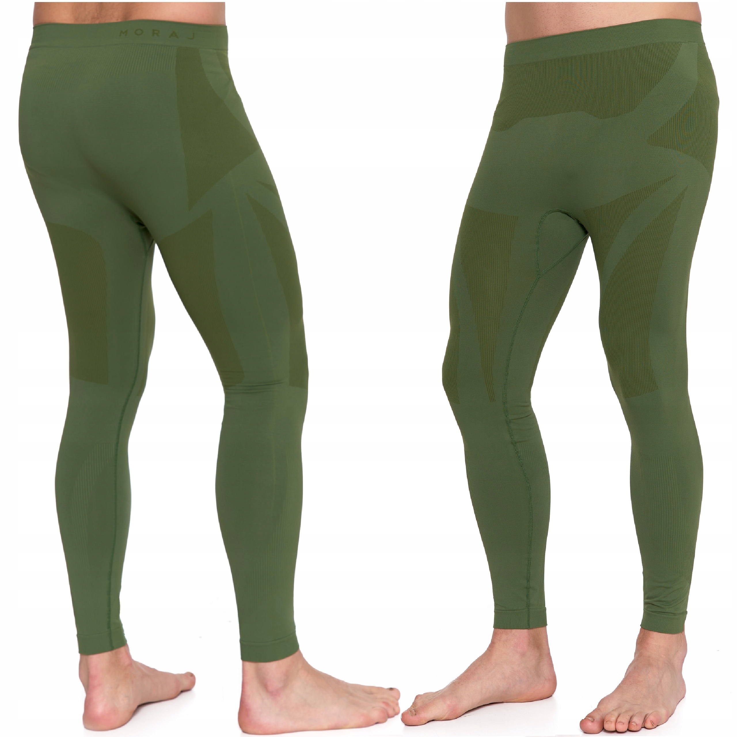 Męskie Legginsy Spodnie Bielizna Termoaktywna Bezszwowe zielone XL